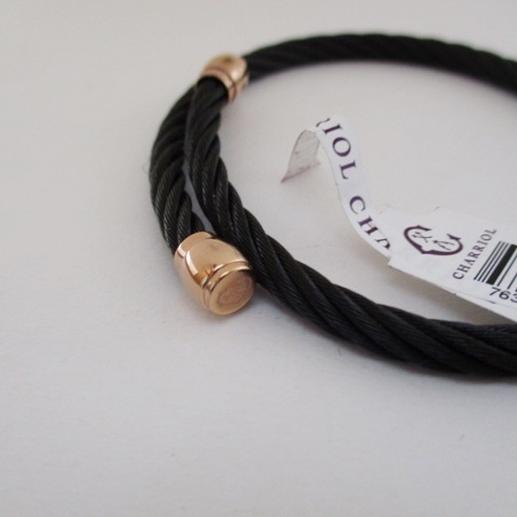 CHARRIOL Black & Rose Gold Tone Bangle Bracelet - Picture 2 of 6